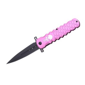 " Skull " Fantasy Handle Action Assist Knife 4.75" Closed